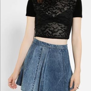 UO Bat Mesh Velvet Crop Top
